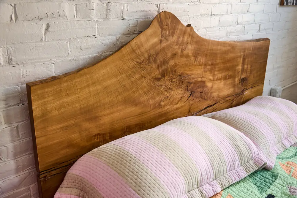 Live-edge headboard, detail